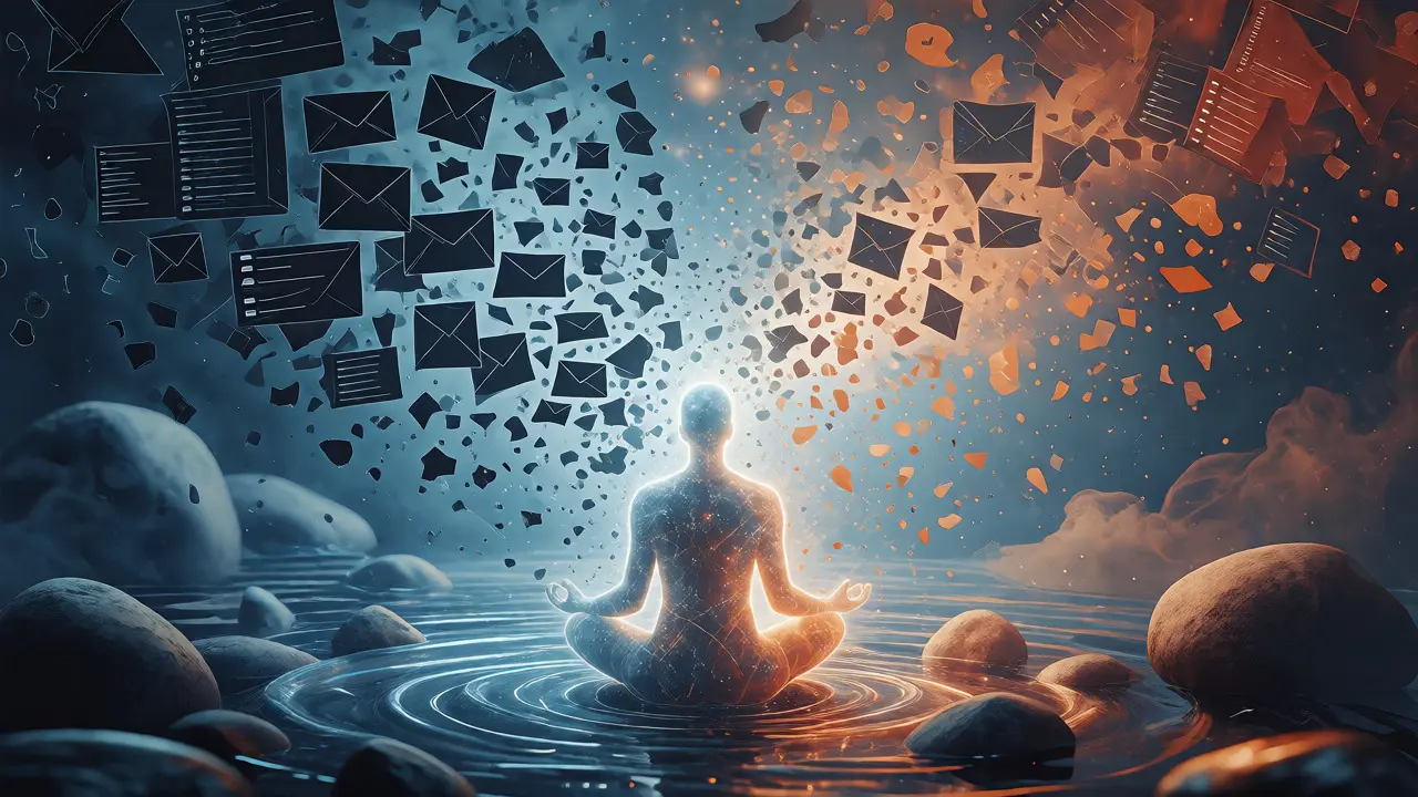 Konceptuální vizualizace uvolnění stresu a návyku mindfulness